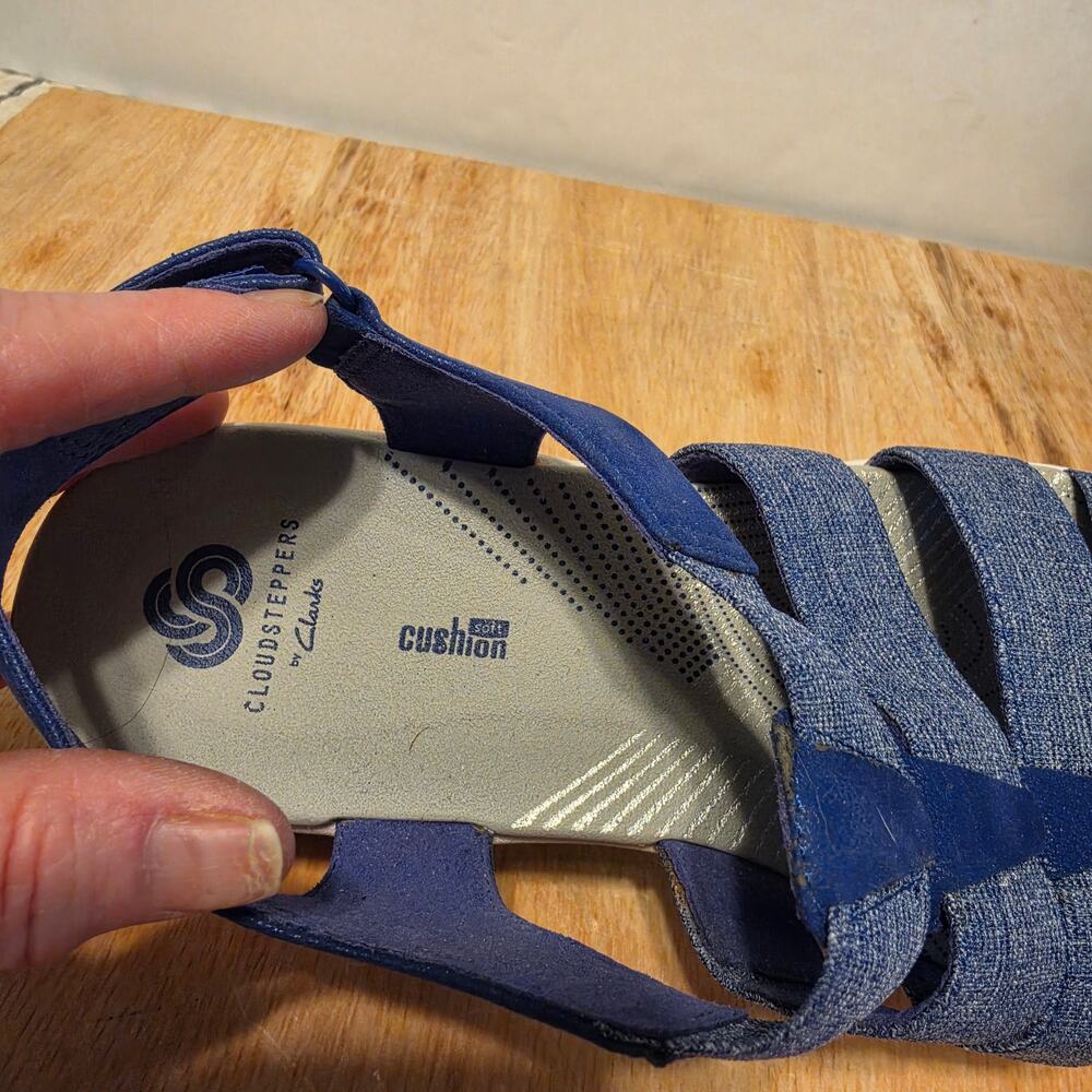 Cloud Steppers by Clarks Aria Shaylie Sandals blue straps slingback ankle 9 - Picture 6 of 6
